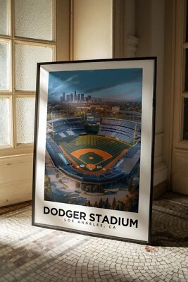 Dodger's Stadium, Los Angeles - Travel Poster, Dodgers Fan Baseball Gift For Him - Image 1 of 4