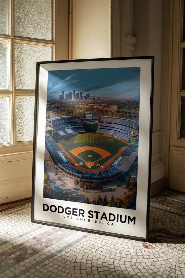 Dodger's Stadium, Los Angeles - Travel Poster, Dodgers Fan Baseball Gift For Him - Image 1 of 4