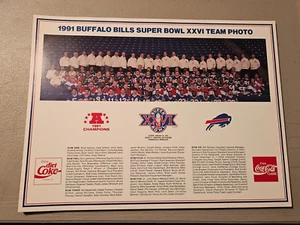 1991 BUFFALO BILLS NFL SUPER BOWL XXVI(26) TEAM PHOTO POSTER 12x9" JIM KELLY - Picture 1 of 6