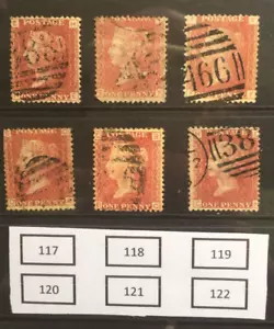GB Victoria SG43/SG44. QV Penny Red plates 117,118,119,120,121,122 - Picture 1 of 1