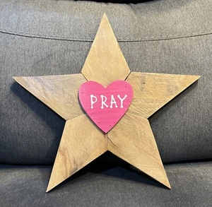 Rustic Pine Wood Star “ Pray “  Sign 12” Tall - Picture 1 of 3
