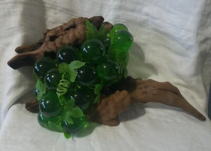 Vintage Acrylic Lucite Grape Cluster 16” Green Grapes Retro MCM Driftwood - Picture 1 of 9