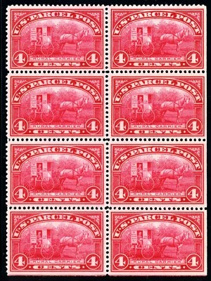 Scott Q4 OH MNH VF US 1912 Parcel Post Block of 8 SCV $620+ - Image 1 of 2