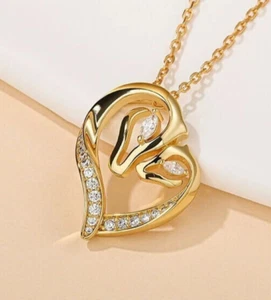 14K Yellow Gold Plated 1Ct Marquise Cut Lab-Created Diamond Heart Women Pendant - Picture 1 of 5