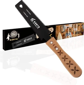 6 Inch Japanese Pull Saw,Hand Saw Woodworking Tools,Wood Brown, Silver - Picture 1 of 7