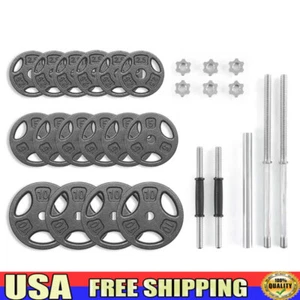 100LB Black Cast Iron Standard Weight Plate Sets Both Dumbbell and Barbell - Picture 1 of 9