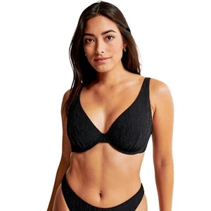 NEW Abercrombie & Fitch Curve Love High Apex Underwire Bikini Top Black Size XS - Picture 1 of 4