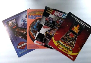 Pinball FLYERS Lote De 4 Marte God Of War Nascar Hurricane Harley Davidson De Colección - Imagen 1 de 3