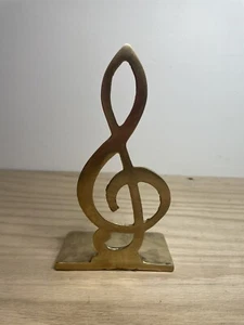 Vintage Solid Brass Music Note Treble Clef Bookend - Picture 1 of 5