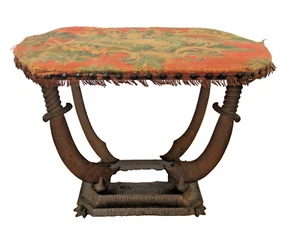 Antique Art Deco Cast iron VERONA Sabre sword leg ottoman stool 23"x18"x15" - Picture 1 of 17