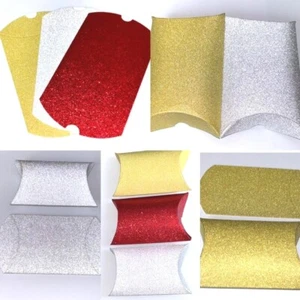 Gift Box Flat Pack Birthday Christmas Silver Gold Red Glitter Voucher Boxes 3-6 - Picture 1 of 37