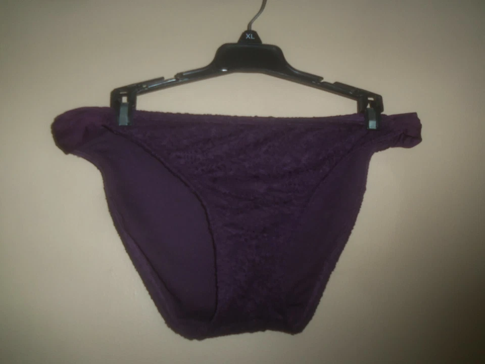 MOSSIMO PURPLE LACE CHROCHET RUCHED TANKINI BIKINI SWIM BOTTOM SWIMSUIT SIZE XL - Image 1 of 4