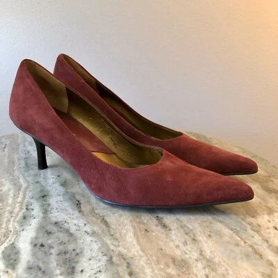Nine West Womens Size 6M Suede Leather Pumps Red Shoes Heels -G - Image 1 of 4