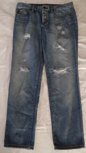 Ann Taylor LOFT Boyfriend Distressed Size 6 Jeans Button Fly - Picture 1 of 10