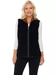DENIM CO. Weste Größe L Wildleder und Sherpa Frontreißverschluss SCHWARZ - Bild 1 von 4