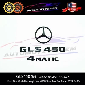 GLS450 4MATIC Rear Star Emblem Black Letter Badge Logo Set Mercedes X167 2020+ - Picture 1 of 2