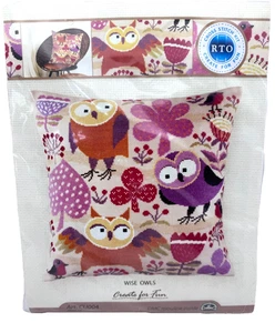 RTO Wise Owls Counted Cross Stitch Kit DMC Floss Cotton Aida Needle CU004 NEW - Picture 1 of 7