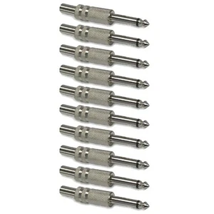 10 Pcs 6.35mm 1/4" Mono Male Connector Metal Housing with Spring Strain Release - Picture 1 of 2