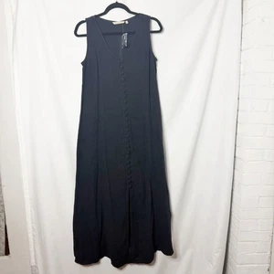 NEW without tags Soft Surroundings Black Gauze Lightweight Button Front Dress S - Picture 1 of 7