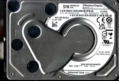 WD50NDZW-11BCSS0 S/N: WX12D WESTERN DIGITAL 5TB TAILANDIA JULIO 2022 Foto 1 de 2