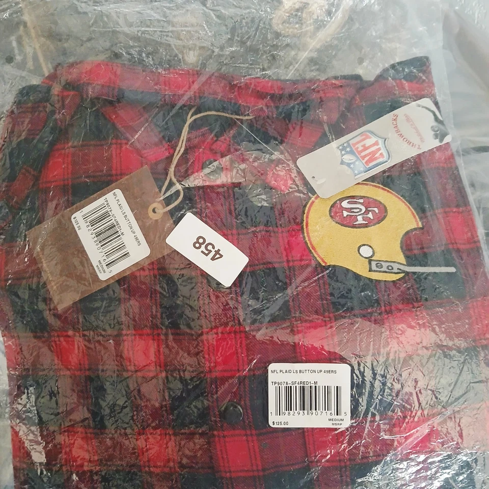 Nova Camisa Masculina Mitchell & Ness San Francisco 49ers Flanela Vermelha com Botões M - Imagem 1 de 2