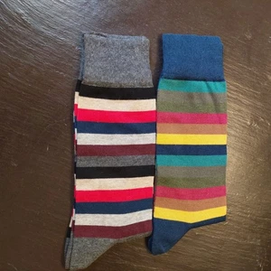 NEU! Paul Stuart Herrensocken 2 Paar Baumwolle/Nylon mehrfarbige Streifen Einheitsgröße $ 96 - Bild 1 von 5