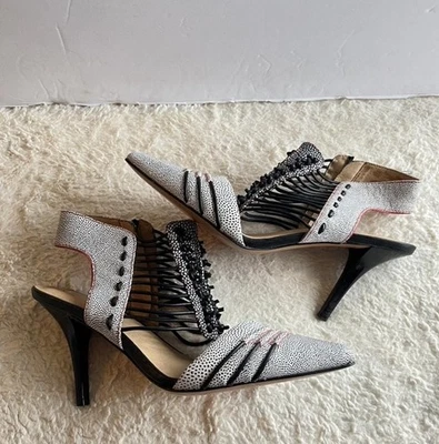 L.A.M.B. Женские черные кожаные туфли на каблуке с заостренным носком Gwen Stefani размер 8,5 - Изображение 1 из 4