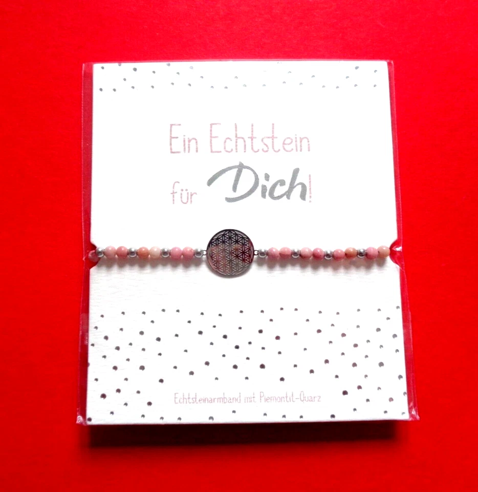 Armband Echtsteinarmband mit Piemontit-Quarz BLUME DES LEBENS Länge ver. HCA - Bild 1 von 1