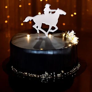 Cowboy Riding Shaped Cake & Cupcake Toppers. Colours & Sizes Plain or Engraved - Picture 1 of 9