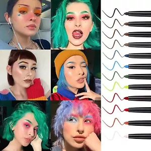 12PCS/SET Colorful Eyeliner Eye Liner Pen Long Lasting Eyes Makeup Waterproof - Picture 1 of 12