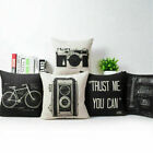 Retro Camera Linen Cotton Throw Pillow Case Cushion Cover Home Sofa Decor New