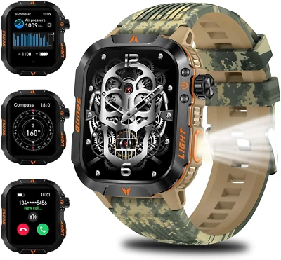 Reloj Inteligente Militar Pantalla 2.01" Rastreador de Ejercicio Frecuencia Cardíaca Monitoreo del Sueño  Foto 1 de 4