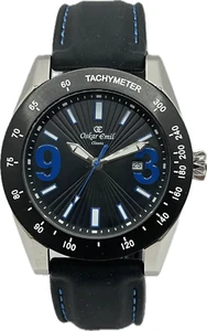Oskar Emil SAPPORO Qualität Herren robuste Uhr Datum/Tachymeter mit Gummiband - Bild 1 von 5