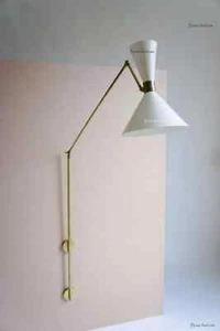 1950 CENTURY WALL LIGHT BRASS SPUTNIK MODERN ITALIAN INDUSTRIAL FIXTURE SWING - Picture 1 of 3