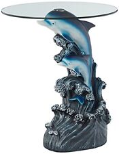 Animal 24 H Glass Top Color Sculpture End Tabledolphin Blues And Gre