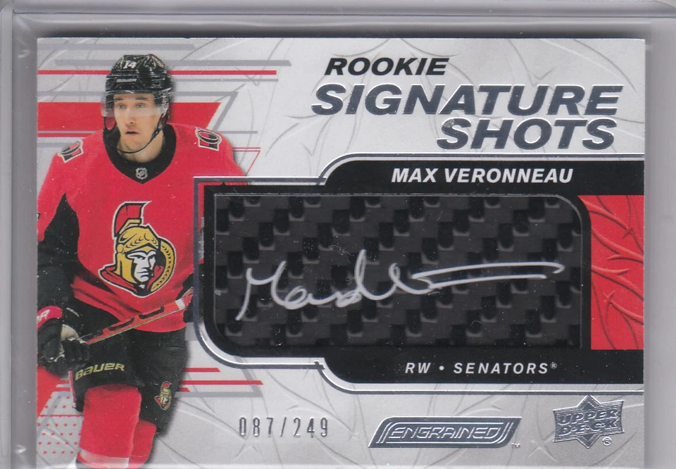 19/20 Engrained Rookie Shots Carbon Fiber Auto #MV Max Veronneau Senators /249 - Image 1 of 1