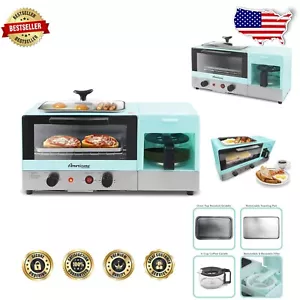 Vintage-Stil 3-in-1 Toaster Backofen & Grillplatte mit blauer Oberfläche und Kaffeemaschine - Bild 1 von 9