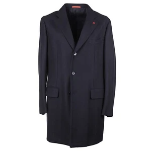 Isaia Napoli Slim-Fit Black Herringbone Wool-Cashmere Overcoat 44R NWT Coat - Picture 1 of 11
