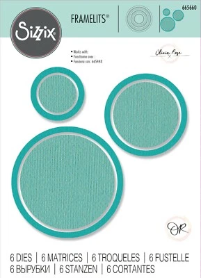 Sizzix Framelits Circle Frames 6pk #665660 Retail $14.99 use with Shaker Panes! - Image 1 of 4