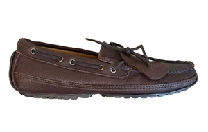 Minnetonka Shoes Mens 9 Brown Pebbled Leather Moccasin Driving Loafers Moosehide - Imagen 1 de 12