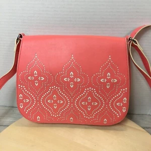 Vera Bradley Saddlebag, Coral Orange, faux leather, lazer cut Crossbody - Picture 1 of 7