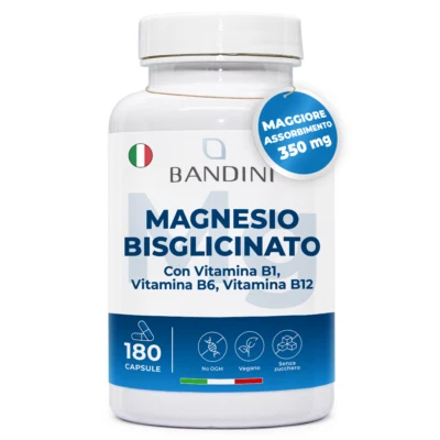 Bandini® Magnesio bisglicinato 180 Capsule +Vitamina B1+Vitamina B6+Vitamina B12