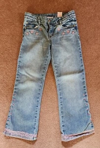 Zana Di Jeans Girls Sz 6x Blue Denim Floral Design - Picture 1 of 7