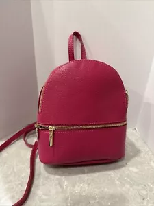 Florence Adjustable Straps Leather Mini Backpack Made In Italy 8x9” - Picture 1 of 4
