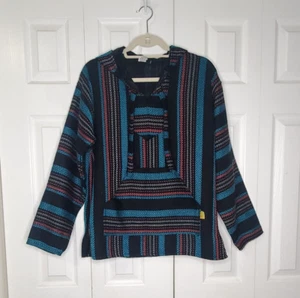 Molina Poncho Bohemian Mexican Baja Pullover Hoodie Small Hippie Drug Rug NWOT - Picture 1 of 7