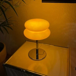 Space Age Tischlampe | 70er Retro Pilzlampe Vintage Stil | Glas & Chrom - Bild 1 von 5