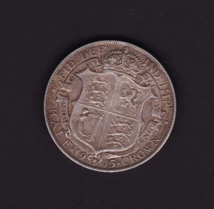 1915 Great Britain UK George V Half Crown Silver Coin - Picture 1 of 2