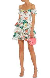 Caroline Constas Tiered Lace Off Shoulder Helena Dress Size S - Imagen 1 de 8
