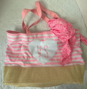 VS Victoria's Secret Pink White Tan Tote with Scarf NEW - Picture 1 of 5