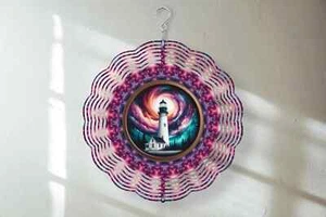 Northern Lights Lighthouse Wind Spinner, 3 Size Choices - Picture 1 of 2